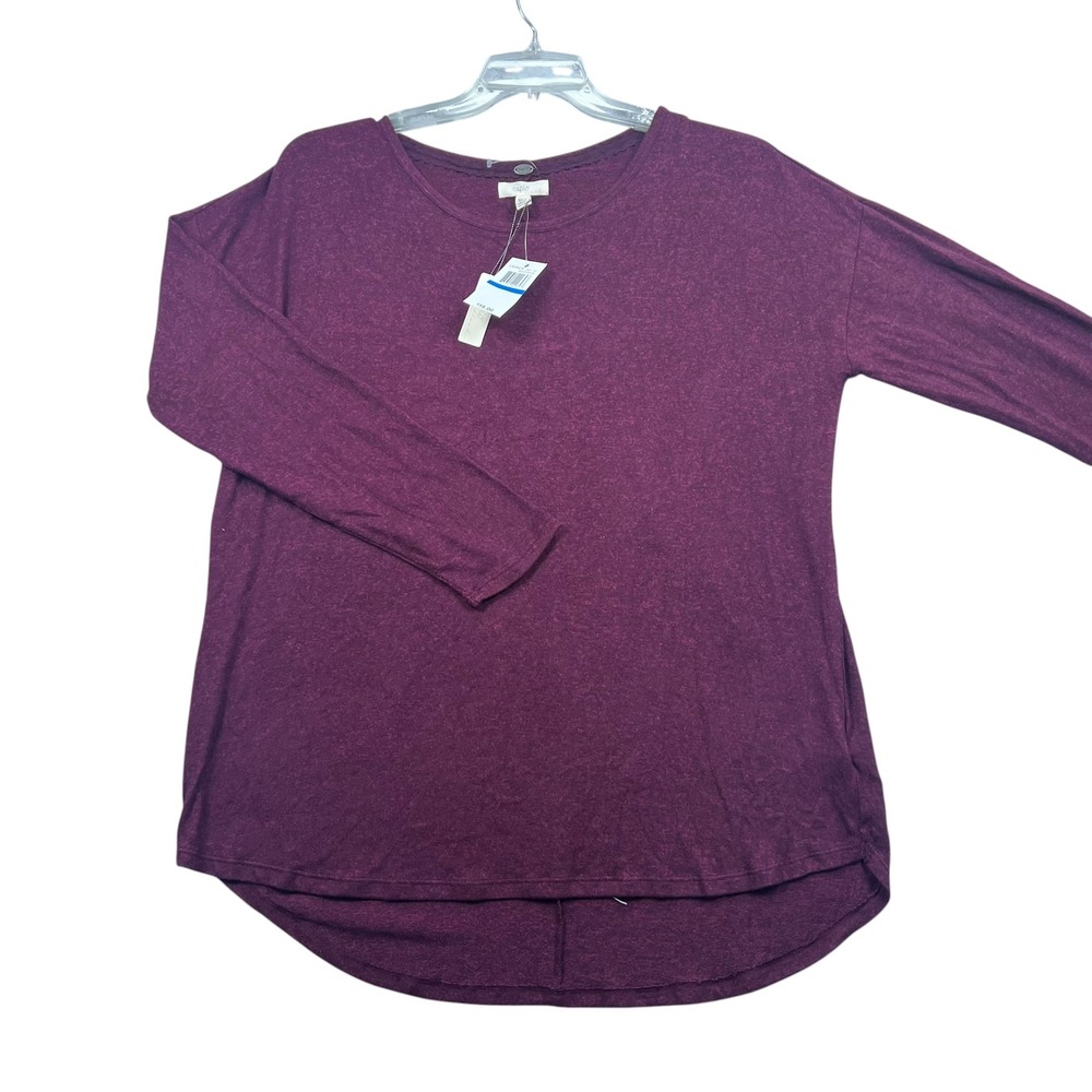 Cupio Blush Knit Top Women XL Burgundy Long Sleeve High Low CM48474